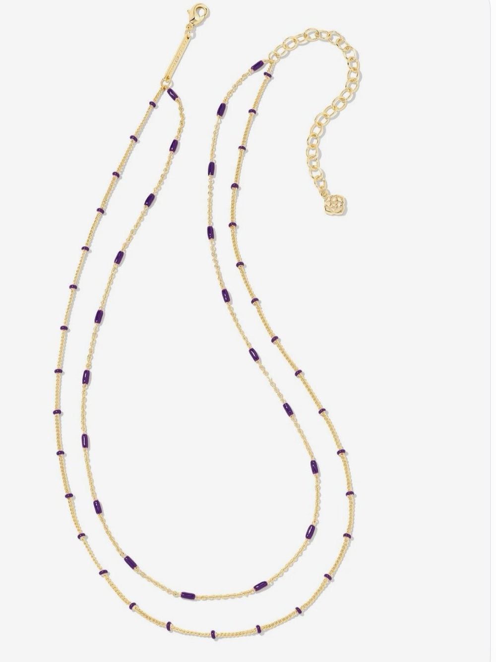 NEVER BEEN WORN Kendra Scott Gold Double Strand necklace with Purple beads